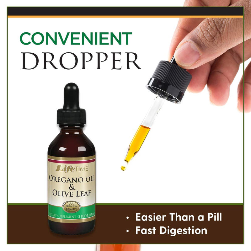 [Australia] - LIFETIME Organic Oregano Oil and Olive Leaf Drops | Healthy Immune System Support | Made in The USA | 2 FL oz | 59 Servings 
