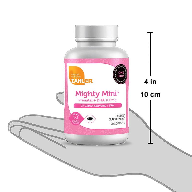 [Australia] - Zahler Mighty Mini Prenatal Vitamin with DHA & Folate - Certified Kosher - All Natural Prenatal Vitamins - Multivitamin for Pregnant Women - 19 Prenatal Vitamins Including Folic Acid (90 Softgels) 