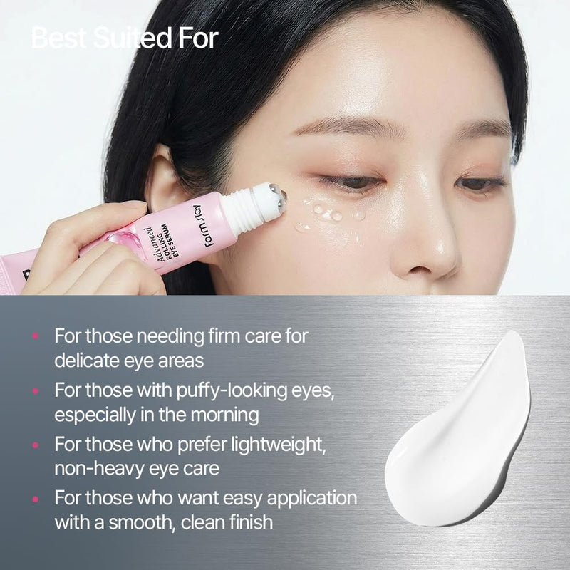 FARMSTAY PDRN & Vitamin Advanced Rolling Eye Serum | Puff Eye Bags Uneven Tone Dark Circles Korean Skincare Cream Gel Collagen KBeauty Elasticity Hyaluronic Acid Collagen 0.85 Fl Oz