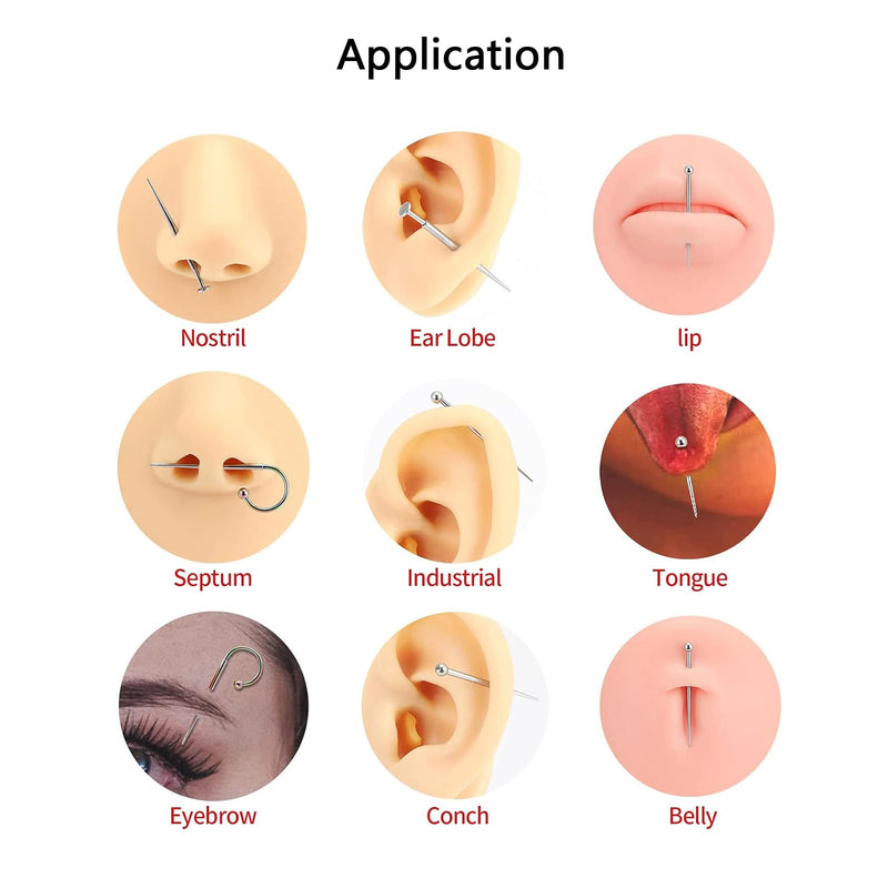 [Australia] - G23 Titanium Threadless Piercing Taper 16G/18G/20G Flat Back Earring Applicator Tool Insertion Pin for Push In Nose Lip Ear Tragus Helix Body Piercing Jewelry Stretcher Assistant Tool 2Pcs, 20G, Curved&Straight 