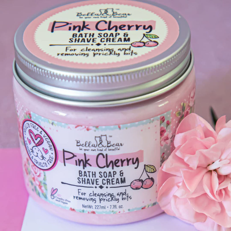 [Australia] - Bella & Bear Pink Cherry Bath Soap & Shave Cream, Paraben Free, No Harmful Chemicals, Cruelty Free, Vegan, 6.7oz 