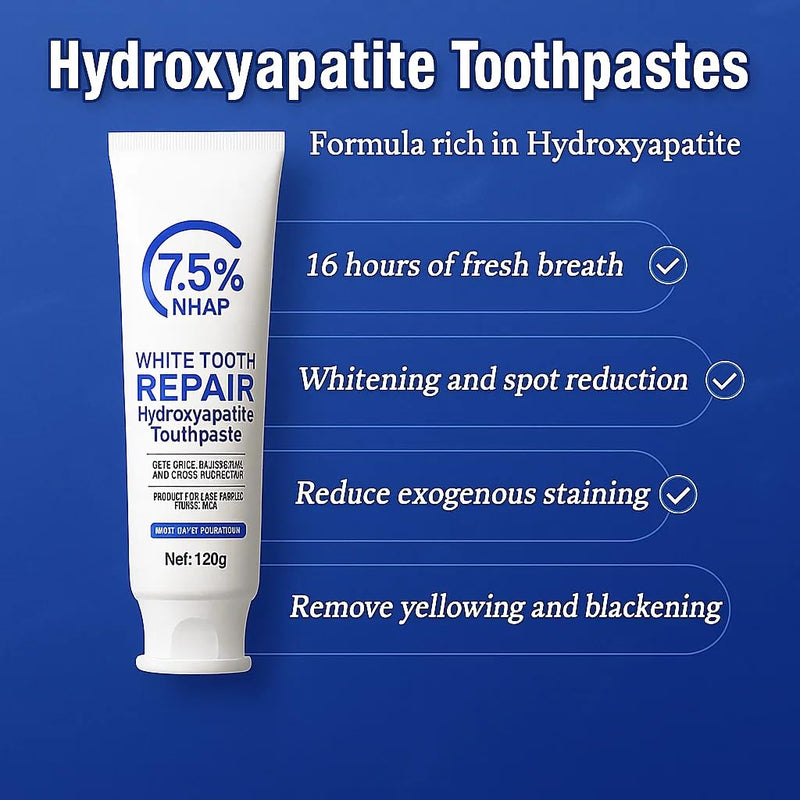 7.5% Hydroxyapatite Toothpaste – Fluoride-Free Whitening & Enamel Support, Gentle Nano Formula for Sensitive Teeth, Fresh Mint, Natural Daily Care 4.23 Ounce (Pack of 2)