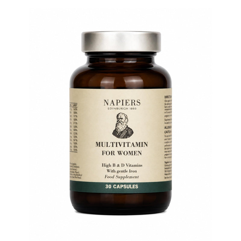 Napiers Multivitamin for Women - High Strength B Vitamin Complex with Vegan Vitamin D3, Vitamin C, Gentle Iron, Zinc, Iodine and Biotin - One a Day Womens Vitamins - 30 Capsules (1 Month Supply)