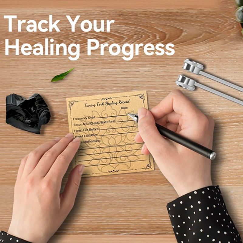 [Australia] - Tuning Forks for Healing Set with Crystals - 128Hz, 256Hz, 512Hz for Sound Healing, Meditation Accessories & Yoga, Include Obsidian, Amethyst, Clear Quartz, Gift Box Silvery 