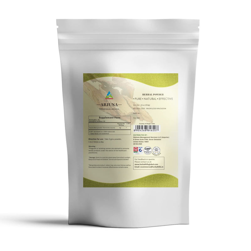 [Australia] - HERBAL HILLS Arjuna Bark Powder (Terminalia Arjuna) | 16 Oz (454 GMS) | Standardized Extract Wellness and Health Supplements 