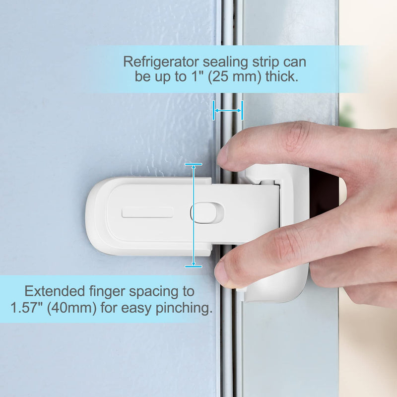 [Australia] - CLYMENE Refrigerator Fridge Freezer Door Lock for Kids, Child Proof Refrigerator Latch Lock to Keep Door Closed, No Tools Required and Easy Installation (White) White 