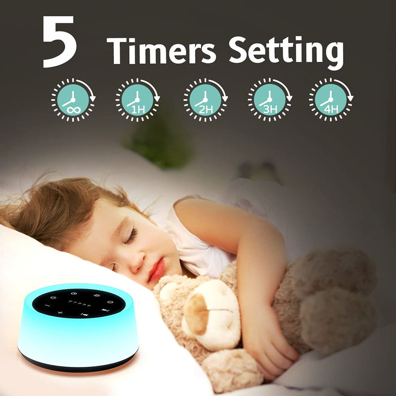 [Australia] - Sound Machine and White Noise Machine with 30 Soothing Sounds with 12 Colors Baby Night Light with Memory Function (T-Black) T-Black 