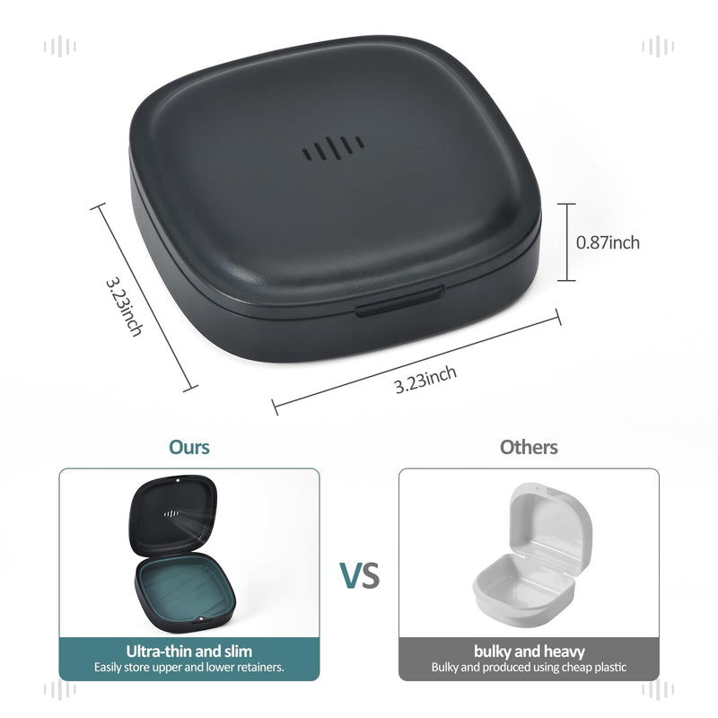 [Australia] - Retainer Case Slim Aligner Case with Vent Holes Removable Inner Tray Silicone for Easy Cleaning (1Pack Black Green) 1Pack Black Green 