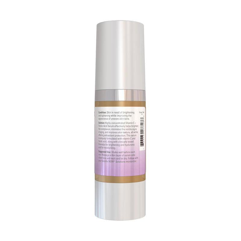 NOW Foods Solutions, Vitamin C Serum Plus Ferulic Acid, Skin Brightening and Tightening, Highly Concentrated, 1-Ounce 1 Fl Oz (Pack of 1)