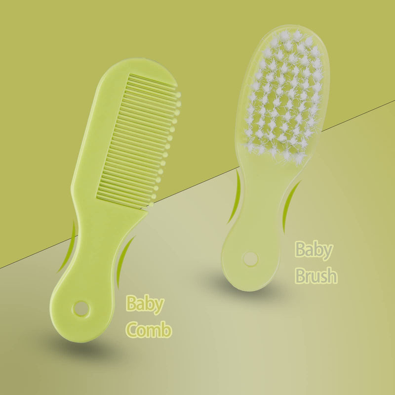 [Australia] - ZELINYE Baby Grooming Kit, 8 in 1 Baby Hair Brush/Nail Clipper/Nose Cleaner/Finger Toothbrush/Nail Scissors/Manicure Kit for Baby Care Keep Healthy and Clean(Yellow) Yellow 
