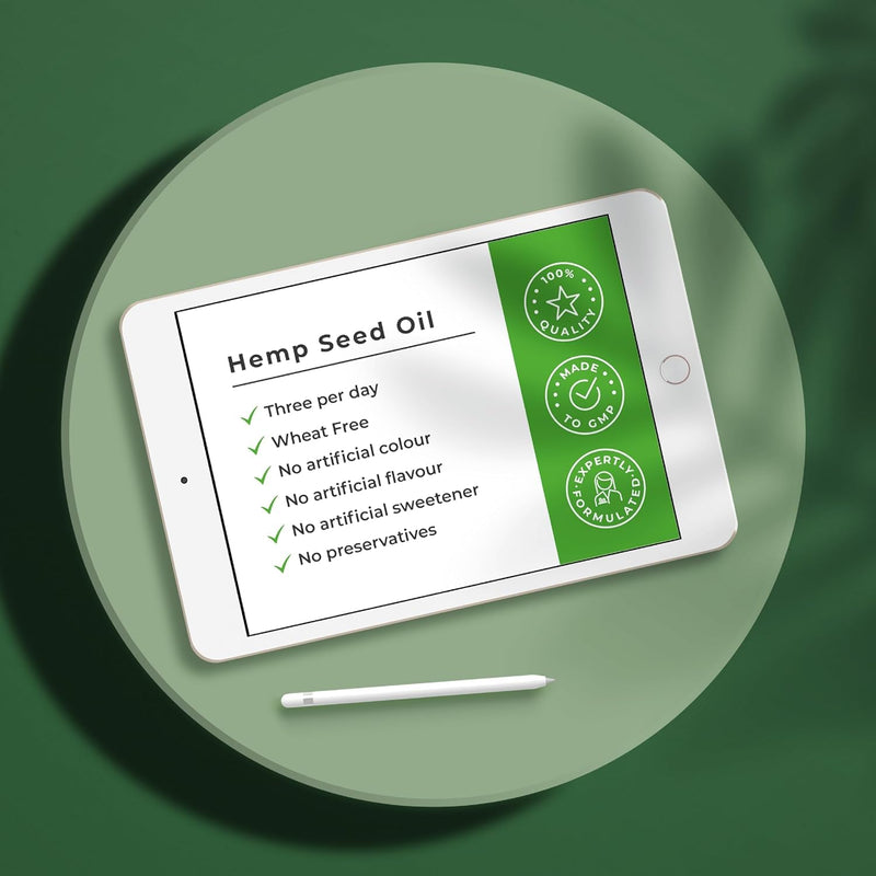 Hemp Seed Oil Softgels 1000mg - 90 Cold Pressed Capsules - High Strength - Pain Relief Support Supplement - Healthy Rich Seed Oil Combining a Balanced Omega 3, Omega 6 & Omega 9 - GLA