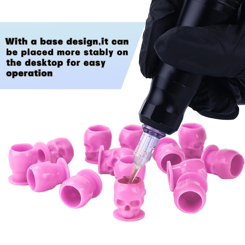 [Australia] - Tattoo Ink Caps Disposable Skull Tattoo Ink Cups Plastic Ink Caps for Tattooing Makeup Pigment Ink Cups Tattoo Ink Holder Tattoo Supplies and Equipment, Tattoo Accessories (Pink-50PCS) Pink-50PCS 