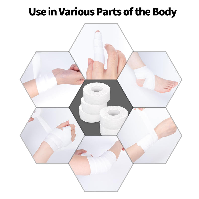 [Australia] - 6 rolls of sports tape, white sports tape, inelastic kinesiology tape (2.5 cm x 10 m), tearable sports bandage, self-adhesive tape with skin-friendly for handball, football, volleyball, all sports 