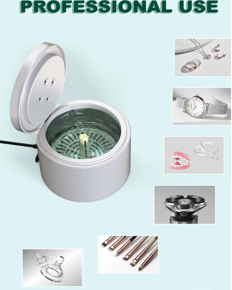 [Australia] - Ultrasonic Retainer Cleaner for Dentures,Aligner,Mouth Guards,Braces,Jewelry with UV-C Cleaner,42kHz Ultrasonic,2 Modes Ultrasonic Cleaner Machine（White） 