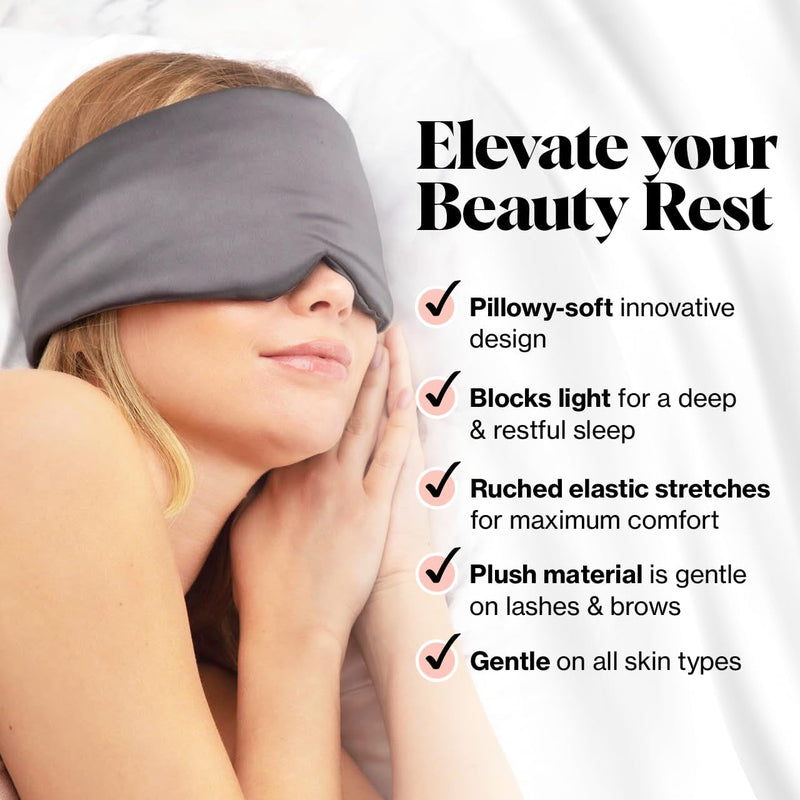 [Australia] - Kitsch Satin Sleep Mask - Eye Mask for Sleep, Softer Than Silk Satin Sleeping Mask Blindfold and Sleep Masks for Women and Men, Eye Care Travel Essentials - Charcoal Black 