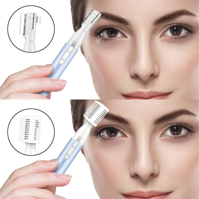 [Australia] - Funstant Precision Eyebrow Razor Battery Operated Eyebrow Trimmer for Face, Electric Facial Hair Trimmer for Women with Comb for Chin and Neck, No Pulling, Painless 