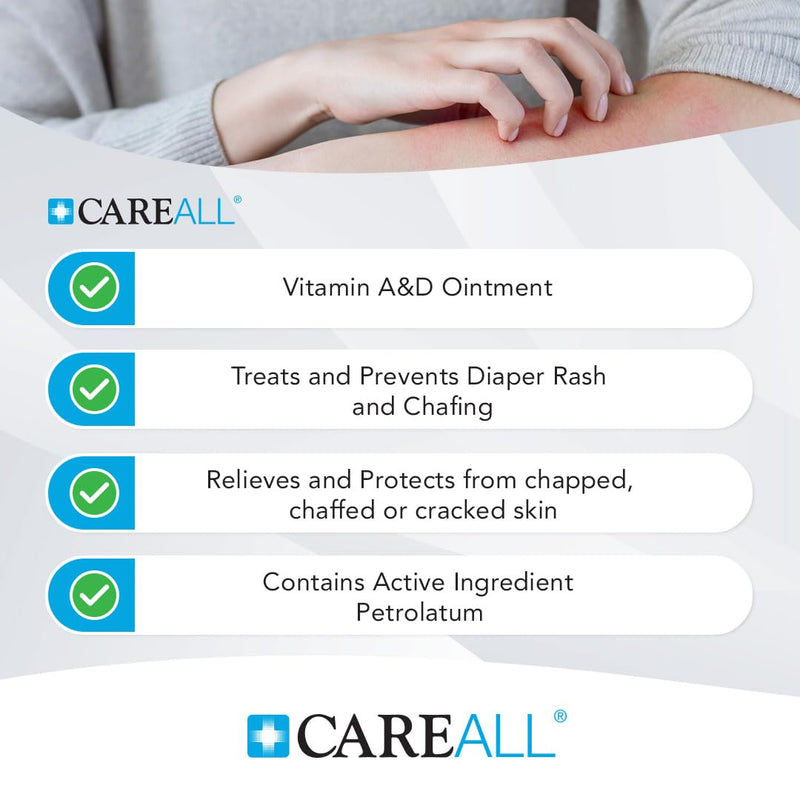 CareAll (6 Tubes) 4oz Vitamin A&D Ointment Treats and Prevents Diaper Rash, Seals out Wetness. Protects and Relieves Dry Cracked Skin, Minor Cuts, Scrapes and Burns