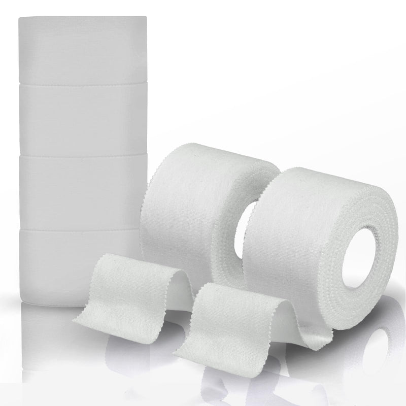 [Australia] - Athletic Tape, White Cotton Elastic Sports Tape, Very Strong Easy Tear No Sticky Residue Tape for Ankle, Wrist, and Injury Taping, Suitable for Climbing, Basketball（1.5in*10yd） (White, 6 Pack) 