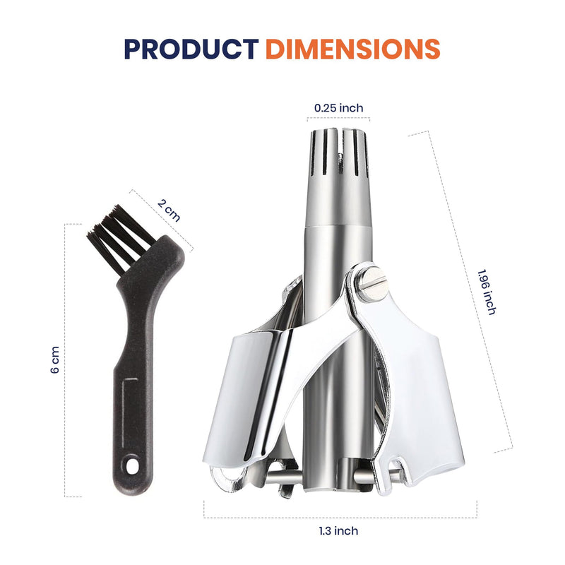 Stainless Steel Hair Trimmer for Men and Women | Manual Nose and Ear Hair Trimmer | Nose Clippers, 360° Rotating Hair Trimmers | Washable Nose Hair Remover Silver (Stainless Steel) 1