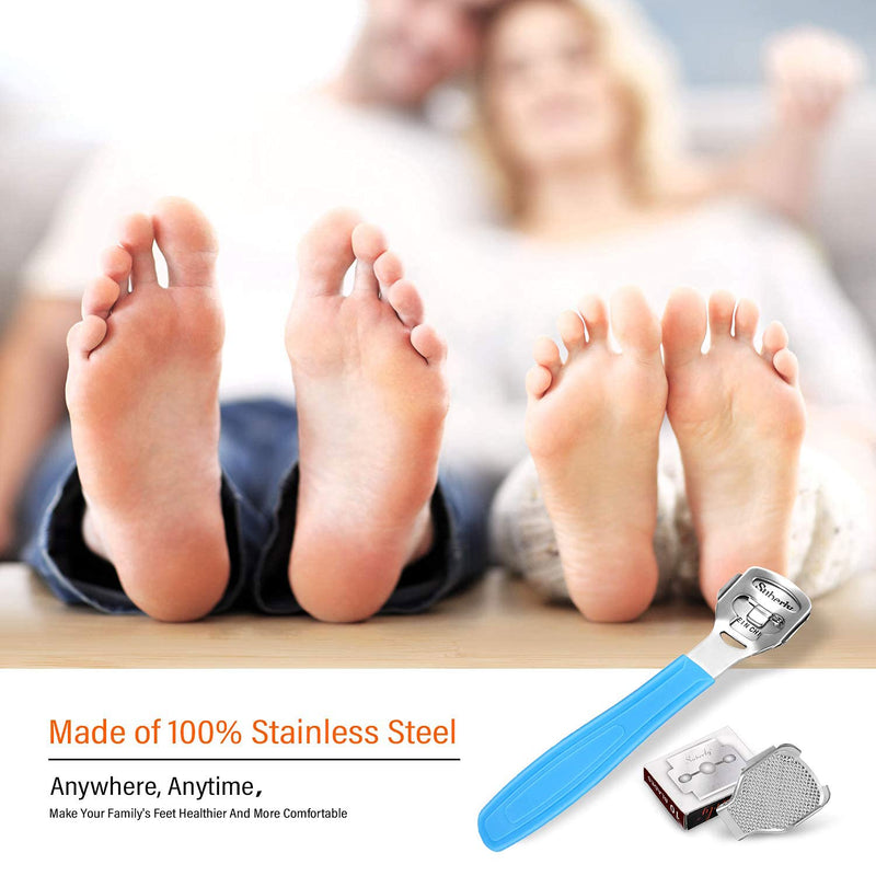 [Australia] - Econtal callus planer, callus remover, callus rasp foot, callus scraper for foot care, foot planer with plastic handle, 10 blades and plastic box 