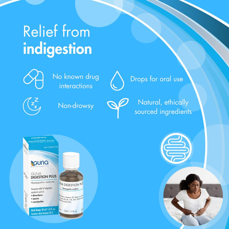 Guna Digestion Plus Homeopathic Digestive Remedy Helps Digestion Relieves Heartburn and Sour Stomach - 1 Ounce