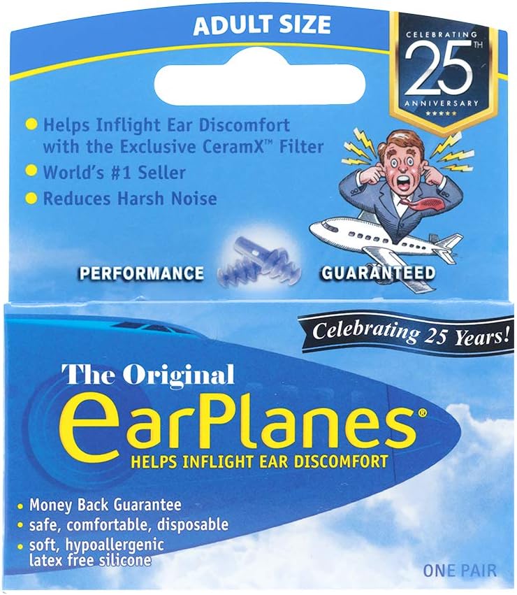 EarPlanes EP2 Ultra-Reusable Earplugs, Airplane Pressure Prevention Earplugs for Adults (? Pairs)