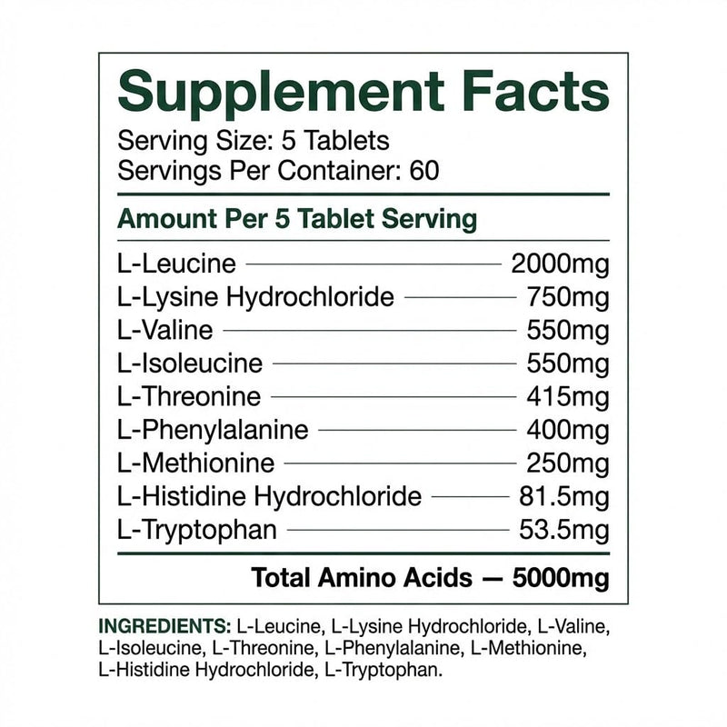 Essential Amino Acids – 300 Tablets | Full Spectrum EAAs with BCAAs | Vegan-Friendly | UK Made | High-Strength Amino Supplement