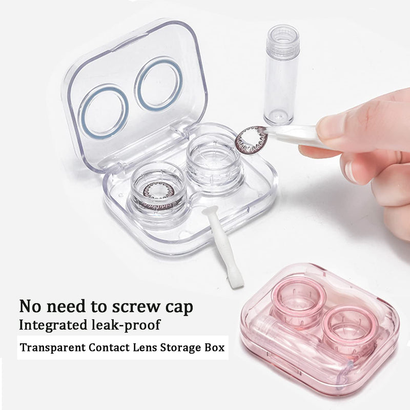 [Australia] - 4 Pack Flip Top Clear Contact Lens Case Travel Kit, Cute Contact Case Holder with Tweezers Remover Tool, Contact Lens Soak Storage Kit for Travel & Home Pink, Green, Blue, Purple 