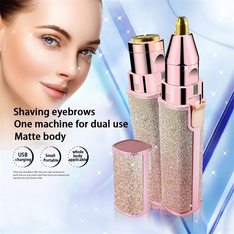 [Australia] - Blissean Facial Shaver, 8000 RPM 2-in-1 Women's Eyebrow and Facial Hair Removal Device, Rechargeable Glow Trim Premium Facial Shaver with Led Light, Painless Facial Hair Remover for Women Face 
