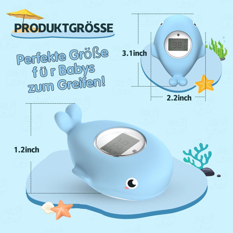 [Australia] - BabyElf Newborn Bath Thermometer, Room and Bath Thermometer, Fast and Accurate Water Reading with Silent Alarm, Digital Floating Bath Thermometer Blue 