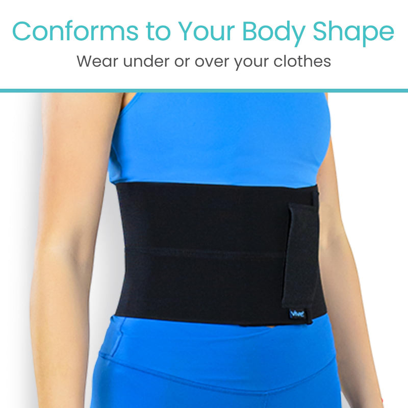 Vive Abdominal Binder Post Surgery (2 Panel) - Postpartum Belly Band - C-Section, Hysterectomy, Hernia Belt for Women, Men Black 82” - 100” Abdomen Circumference 2 Panel