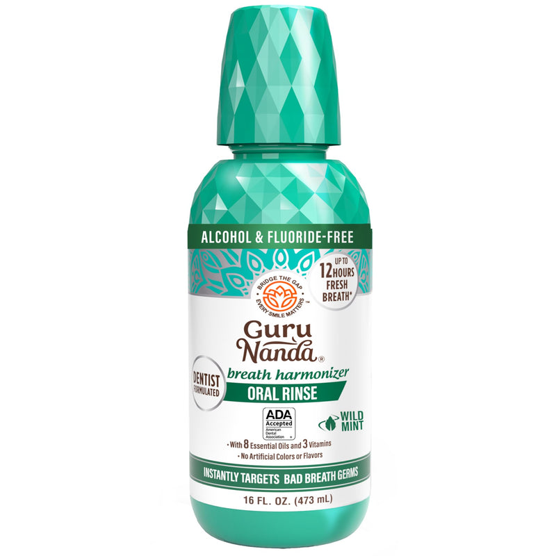 [Australia] - GuruNanda Fresh Breath Mouthwash, ADA-Accepted, Alcohol & Fluoride-Free, Sodium Chlorite, Essential Oils & Vitamins, 12-Hrs Fresh Breath, Wild Mint, 16 oz 16 Fl Oz (Pack of 1) 