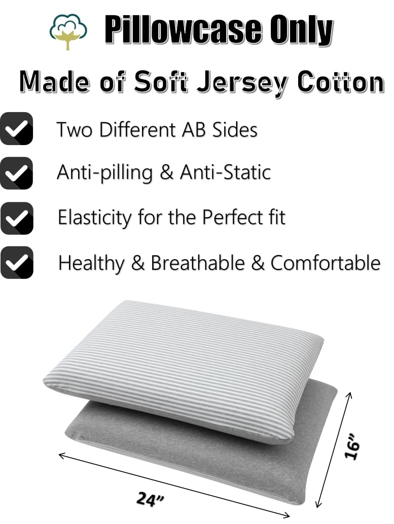 Memory Foam Pillow Protector,Cotton Pillowcase,Breathable Pillow Cover, Soft,Hypoallergenic,Comfortable Grey ( 2 Pack ) Standard (16"x24")