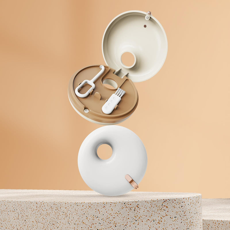 New Double-layer Retainer Storage Box with Removal Tool,Slim Aligner Box with Vent Holes,Compatible with Invisalign,Mouth Guard Boxes,Denture Cases(Cream) Cream