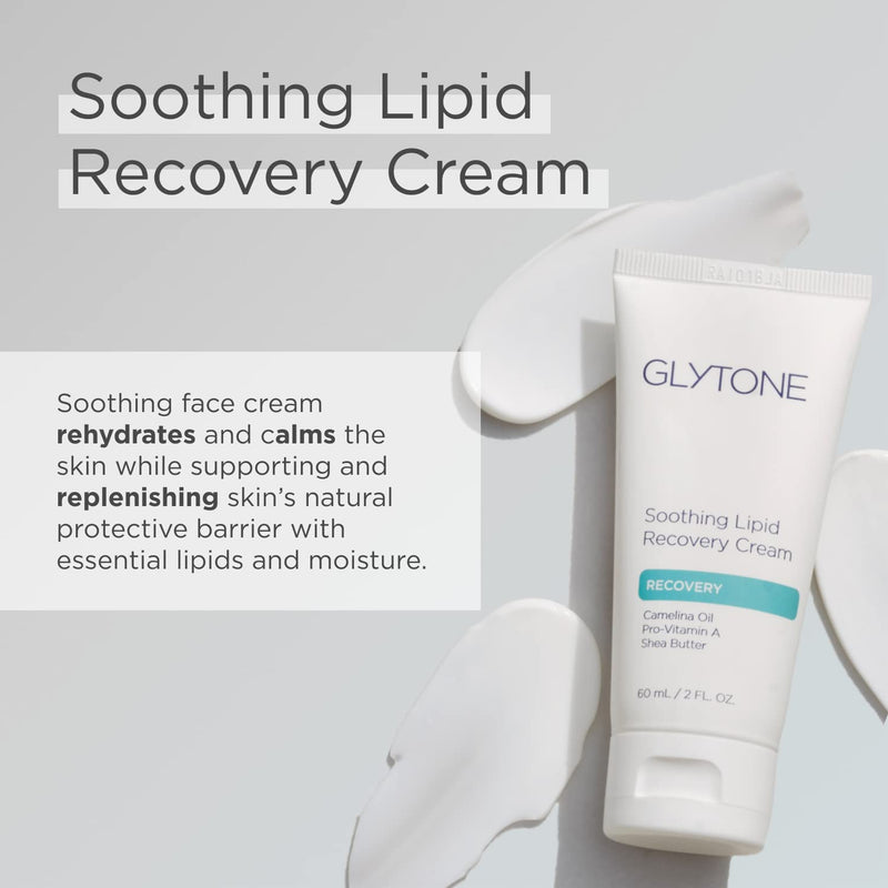 Glytone Soothing Lipid Recovery Cream | Face Moisturizer Hydrates, Calms & Restores Skin Barrier with Camelina Oil, Pro-Vitamin A & Shea Butter | Soothing Cream for Dry and Sensitive Skin - 2 fl oz