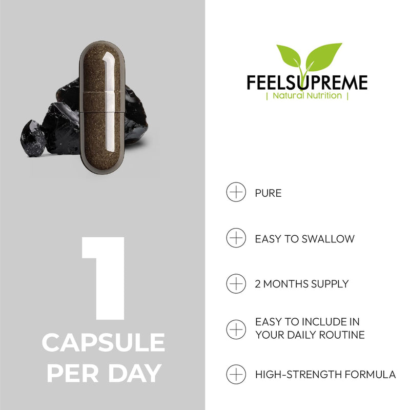 Himalayan Shilajit Capsules - 100% Pure and Natural, Tasteless - Rich in Trace Minerals, Iron, Fulvic and Humic Acid - Shilajit Supplement - 60 x 400mg