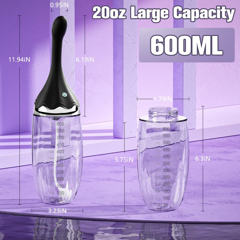 [Australia] - Anal Douche Automatic Enema Bulb - Electric Enemas for Colon Cleanse for Women with 3 Speeds 5 Spouts, Silicone Douches for Men Anal Cleaner, Remote Control Enema Kit Anti-Backflow Bottle 20oz 