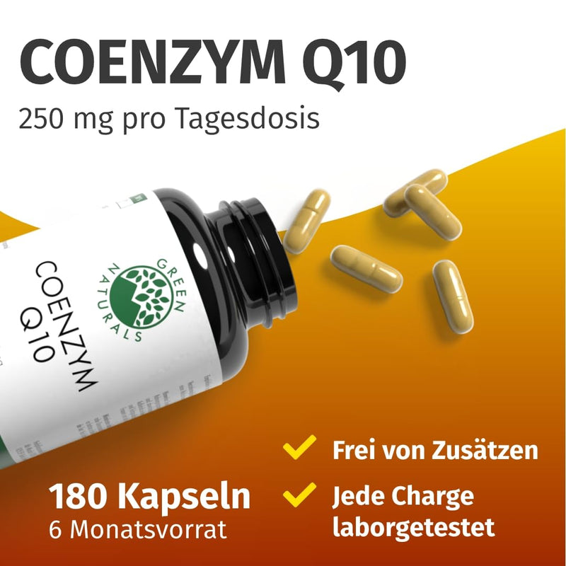 [Australia] - Coenzyme Q10 high dosage - 250mg per capsule - 180 vegan capsules - 6 months range - high-quality Q10 from fermentation - high dosage, produced in Germany & laboratory tested 