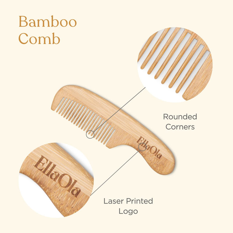 [Australia] - Natural Bamboo Hair Brush & Comb Set, 3 Piece - Cradle Cap Brush, Massage Hair Brush, Bamboo Comb for Toddlers, Newborns & Infants I Baby Registry Gift 