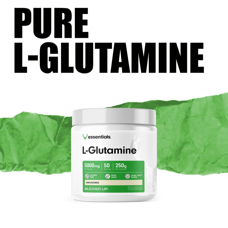 [Australia] - Bucked Up L-Glutamine (5000mg), Essentials (50 Servings, 250 Grams) 