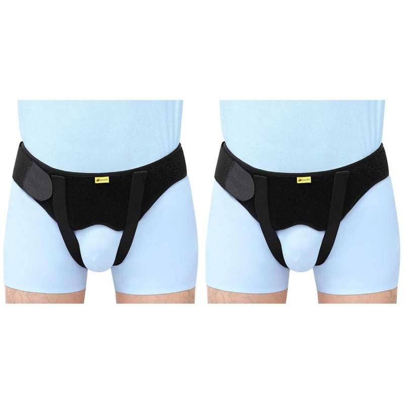 Hernia Belt for Men Hernia Support Truss for Single/Double Inguinal or Sports Hernia, Adjustable Waist Strap with 2 Removable Compression Pads Breathable Material