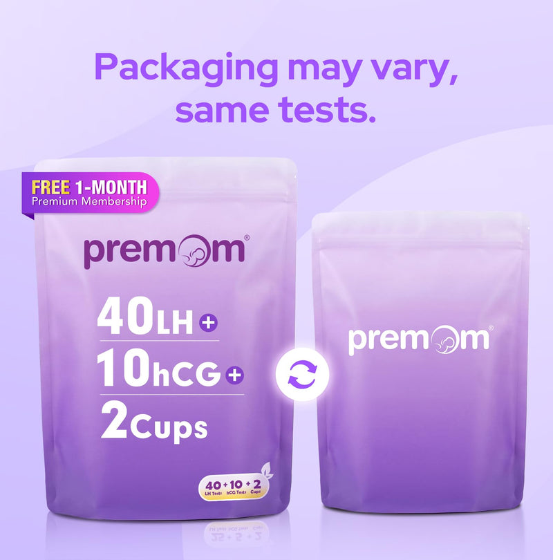 Premom Quantitative Ovulation Test Strips: 5X Pregnancy Rate Found* Use App | 40 Ovulation Tests - Numerical LH Range 0-65 mIU/mL & 10 Pregnancy Test Strips & 2 Reusable Urine Cups | Premom App
