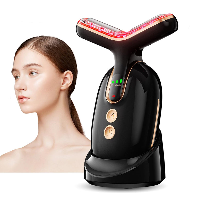 3 Massage Modes Face Neck Massager,3 Color Rechargeable Facial Massager,at Home Face Culpting Tool for Skin Care(Black) Black