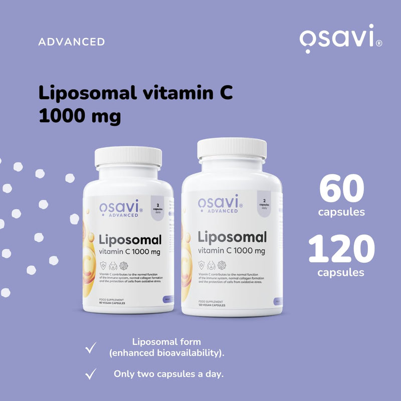 Osavi Liposomal Vitamin C – 120 Vegan Capsules | Liposomal Vitamin C (Liposovit®–C) for Enhanced Absorption | Supports Immune Function, Collagen Formation, and Energy Metabolism