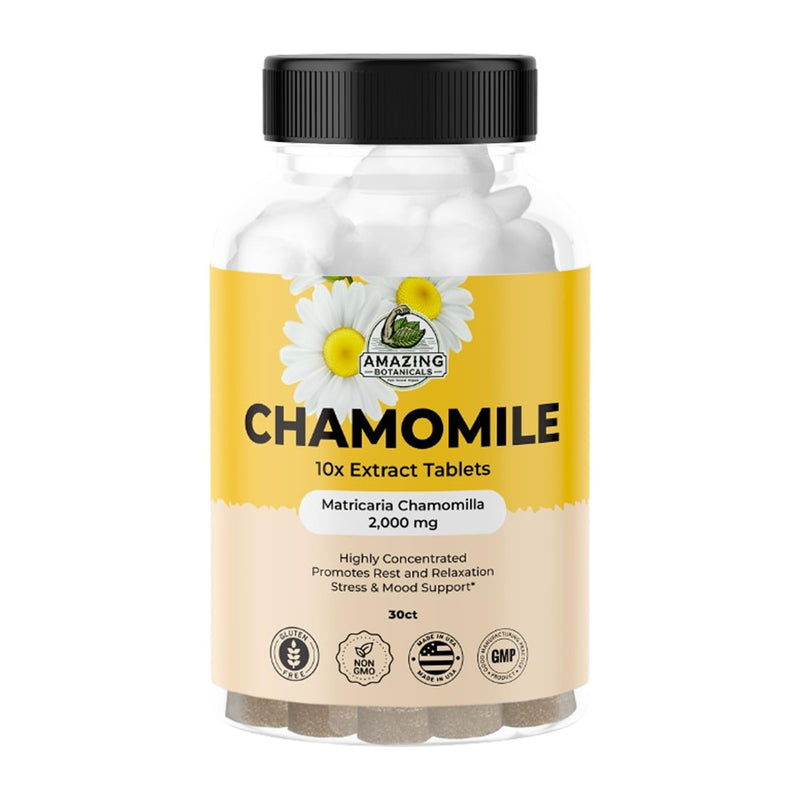 [Australia] - Organic Chamomile Extract Tablets - Matricaria Chamomilla Plant-Based Supplement - 10x Extract 2000 MG Each - Promotes Relaxation - 30 Tablets 