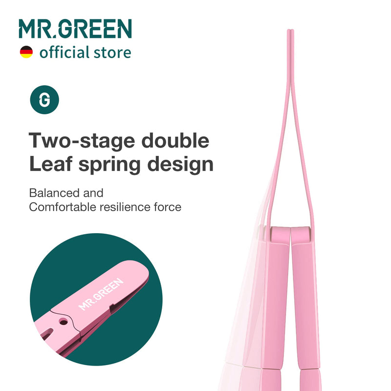 MR.GREEN Eyebrows Tweezers Colorful Beauty Fine Hairs Puller Makeup Tools Stainless Steel Slanted Eye Brow Clips Removal (Pink) Pink