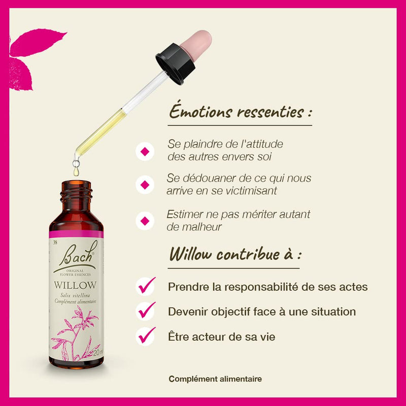 [Australia] - Bach Original Flower Remedies, Willow for Forgiveness, Natural Homeopathic Flower Essence, Holistic Wellness, Vegan, 20mL Dropper 0.68 Fl Oz (Pack of 1) 
