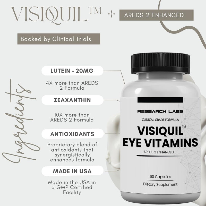 [Australia] - Research Labs Eye Vitamins Enhanced Absorption AREDS 2 Plus Formula 20mg Lutein, 10mg Zeaxanthin, Bilberry, Eyebright, Zinc, ALA, Quercetin & Other Proven Ingredients to Fight Eye Problems 