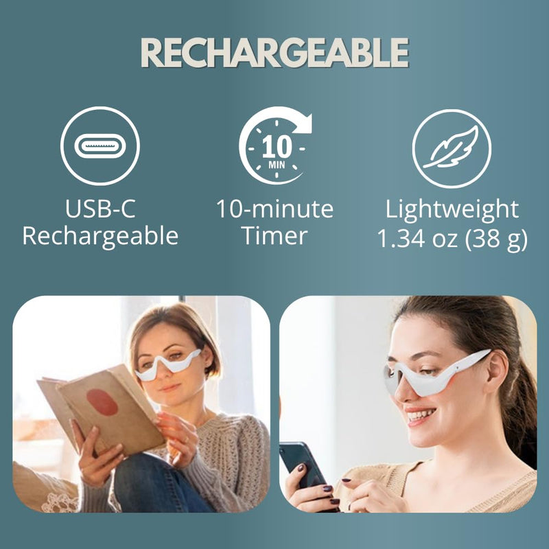 Under Eye Red Light Therapy, Rechargeable Eye Massager for Dark Circles Under Eye Bag Puffy Wrinkles Fine Lines