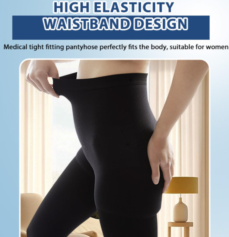 [Australia] - 20-30 mmHg Compression Pantyhose Stockings for Women, Footless Medical Compression Stockings, Waist High Opaque Graduated Support Compression Tights for Varicose Veins, Swelling, Teacher, Doctor L Footless,Black 